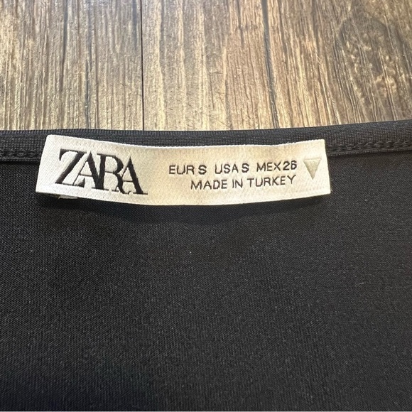 Zara Black V Neck Bodysuit Strappy Sheer Cutout Snaps Closure Evening Size S - Picture 6 of 12